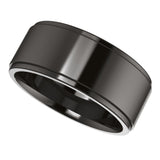 Zirconium 8 mm Stepped-Edge Comfort-Fit Flat Band Size 10