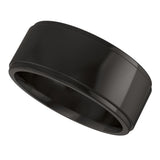 Zirconium 8 mm Stepped-Edge Comfort-Fit Flat Band Size 10