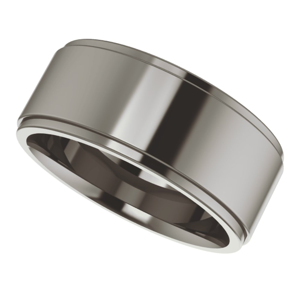 Titanium 8 mm Stepped-Edge Comfort-Fit Flat Band