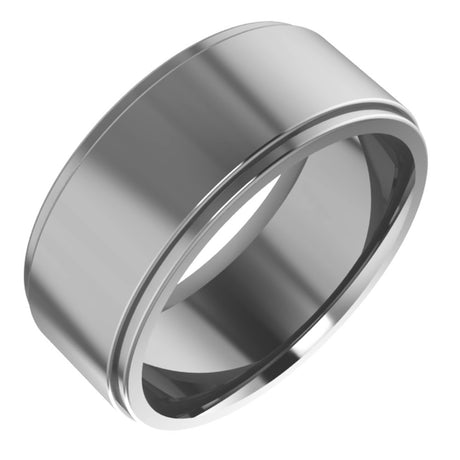 Cobalt 8 mm Stepped-Edge Comfort-Fit Flat Band Size 8.5
