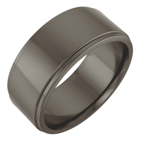 Titanium 8 mm Stepped-Edge Comfort-Fit Flat Band Size 8