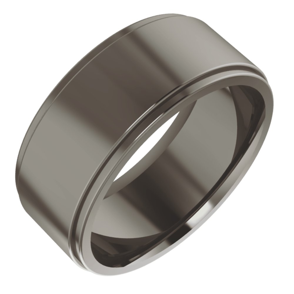 Titanium 8 mm Stepped-Edge Comfort-Fit Flat Band Size 8
