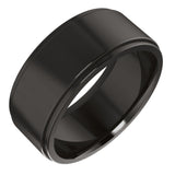 Zirconium 8 mm Stepped-Edge Comfort-Fit Flat Band Size 10