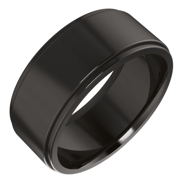 Zirconium 8 mm Stepped-Edge Comfort-Fit Flat Band Size 10