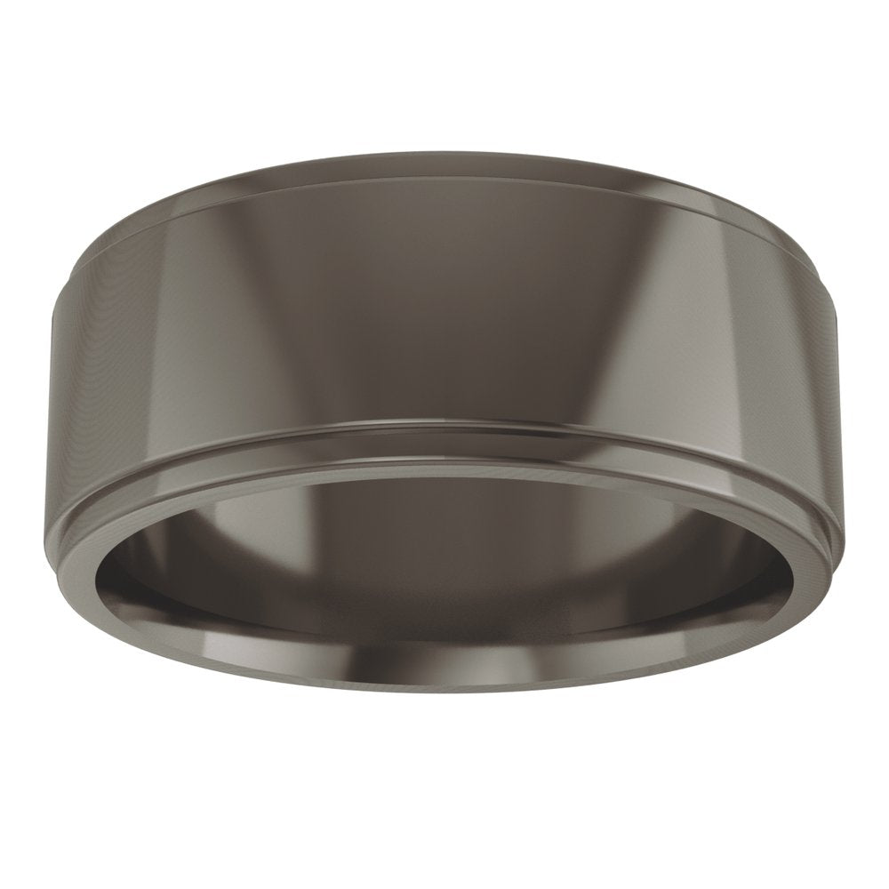 Titanium 8 mm Stepped-Edge Comfort-Fit Flat Band Size 8