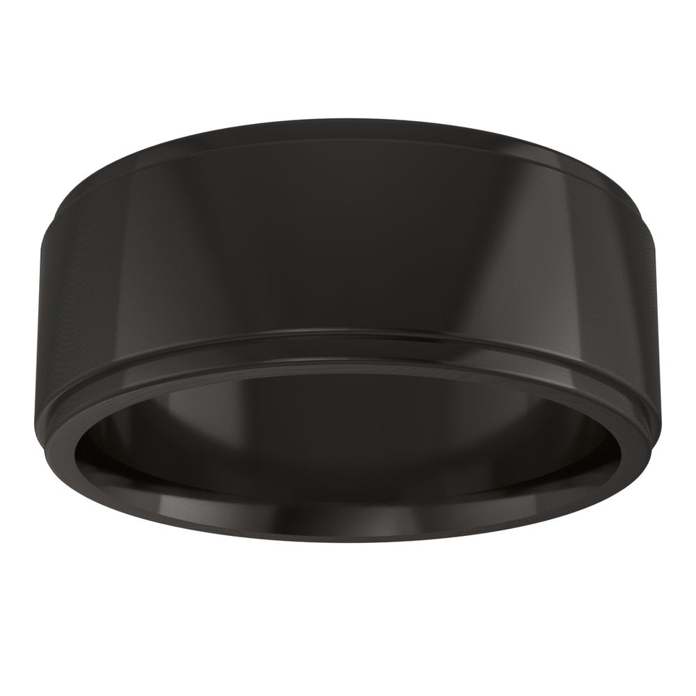 Zirconium 8 mm Stepped-Edge Comfort-Fit Flat Band Size 10