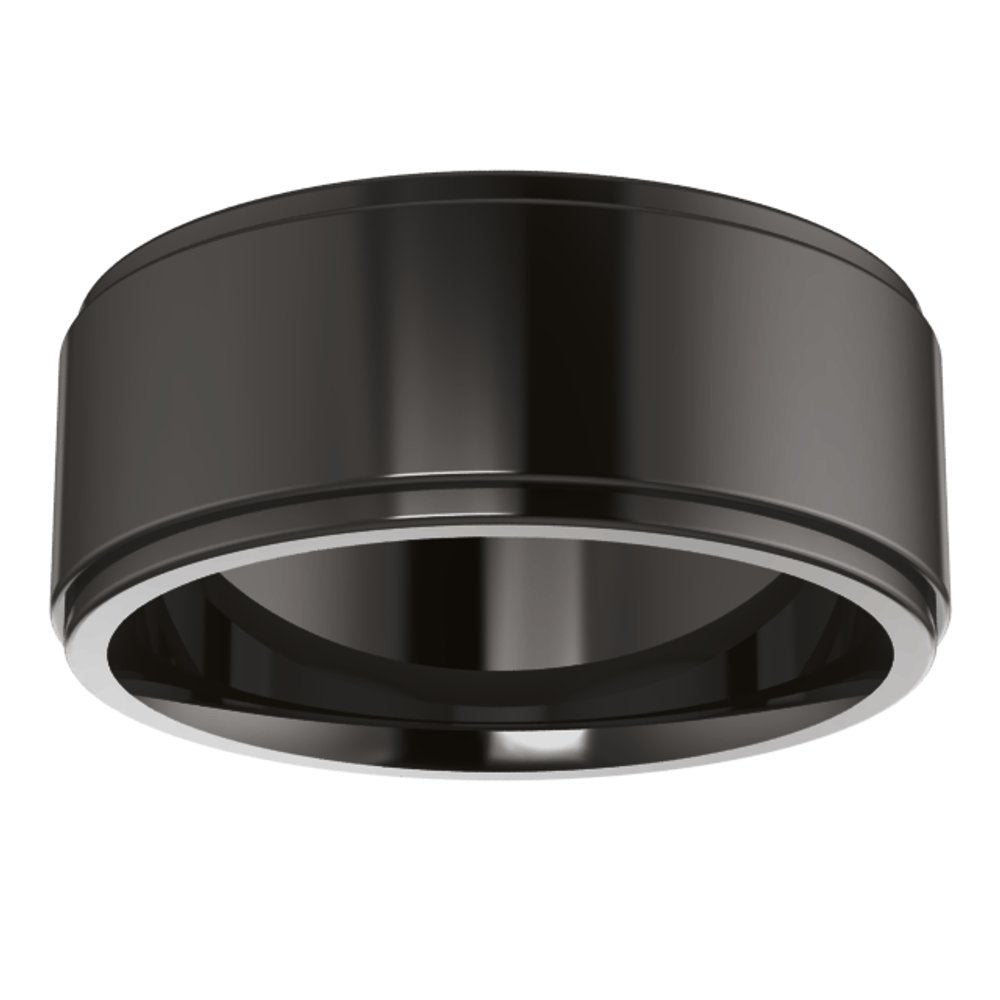 Zirconium 8 mm Stepped-Edge Comfort-Fit Flat Band Size 10