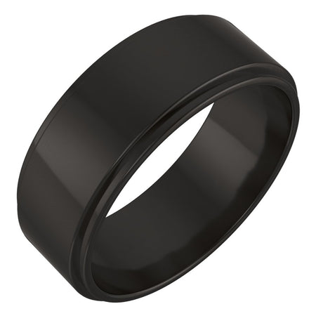 Zirconium 7 mm Stepped-Edge Flat Band Size 10