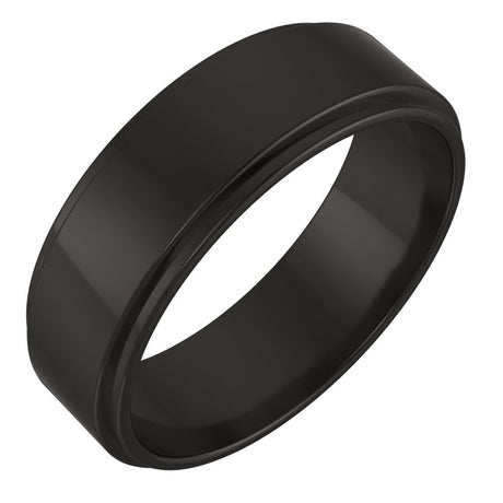 Zirconium 6 mm Stepped-Edge Flat Band Size 7.5