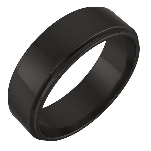 Zirconium 6 mm Stepped-Edge Flat Band Size 7.5