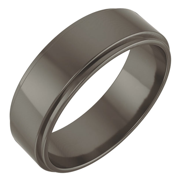 Titanium 6 mm Stepped-Edge Flat Band Size 8