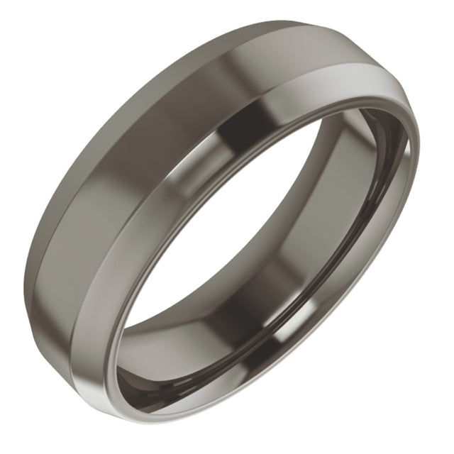 Titanium 6 mm Beveled-Edge Comfort-Fit Flat Band Size 7