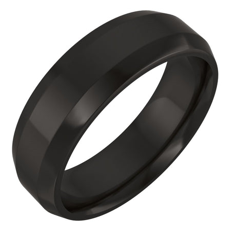 Zirconium 6 mm Beveled-Edge Comfort-Fit Flat Band Size 7