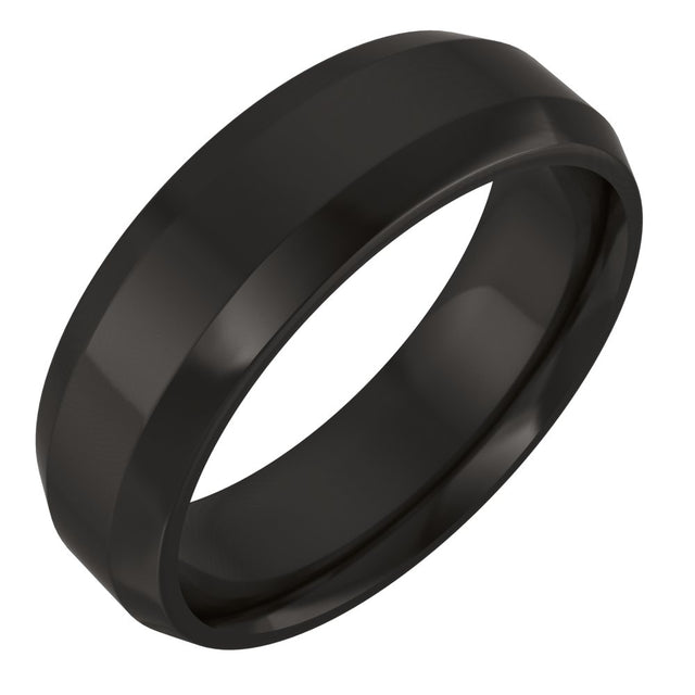 Zirconium 6 mm Beveled-Edge Comfort-Fit Flat Band Size 7