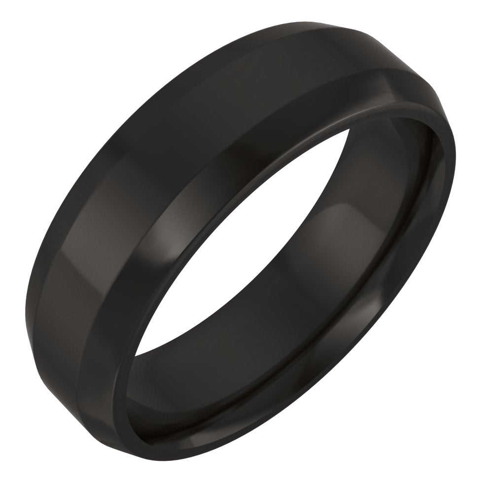 Zirconium 6 mm Beveled-Edge Comfort-Fit Flat Band Size 7