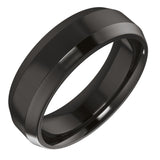 Zirconium 6 mm Beveled-Edge Comfort-Fit Flat Band Size 7