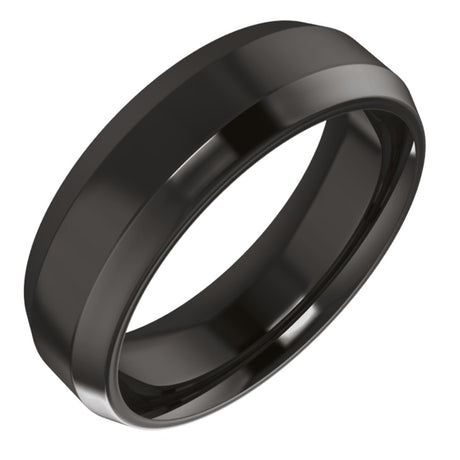 Zirconium 6 mm Beveled-Edge Comfort-Fit Flat Band Size 7