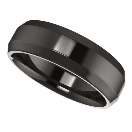 Zirconium 6 mm Beveled-Edge Comfort-Fit Flat Band Size 7