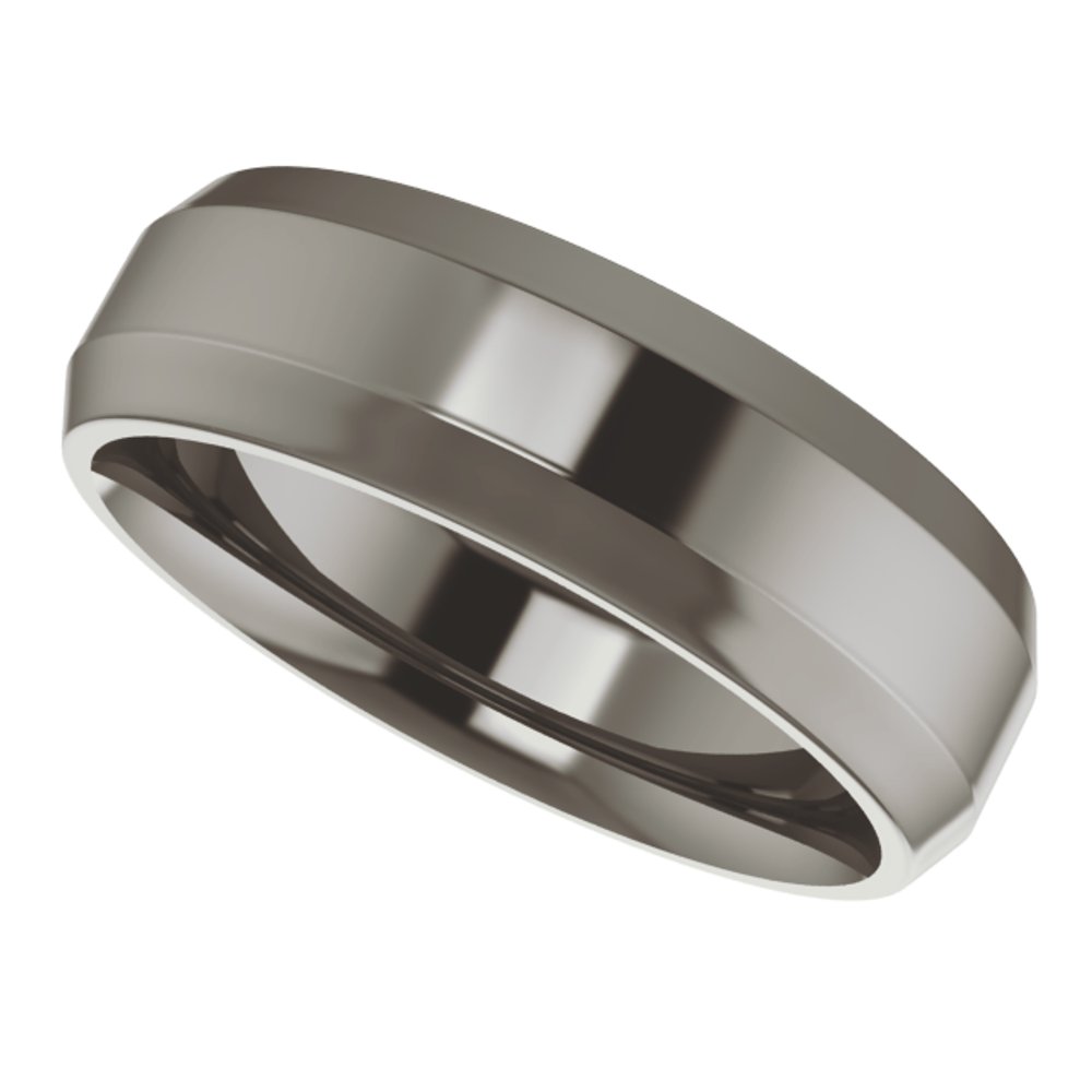 Titanium 6 mm Beveled-Edge Comfort-Fit Flat Band Size 7.5