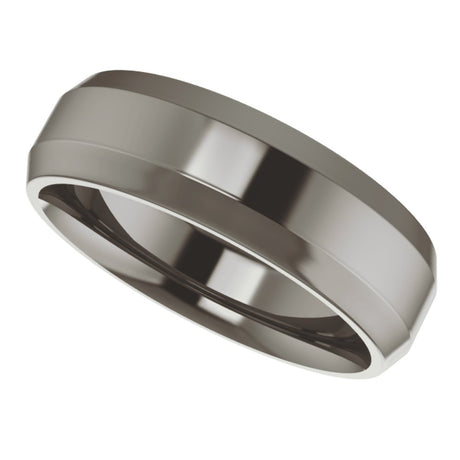 Titanium 6 mm Beveled-Edge Comfort-Fit Flat Band