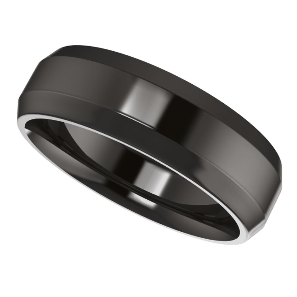 Zirconium 6 mm Beveled-Edge Comfort-Fit Flat Band Size 7