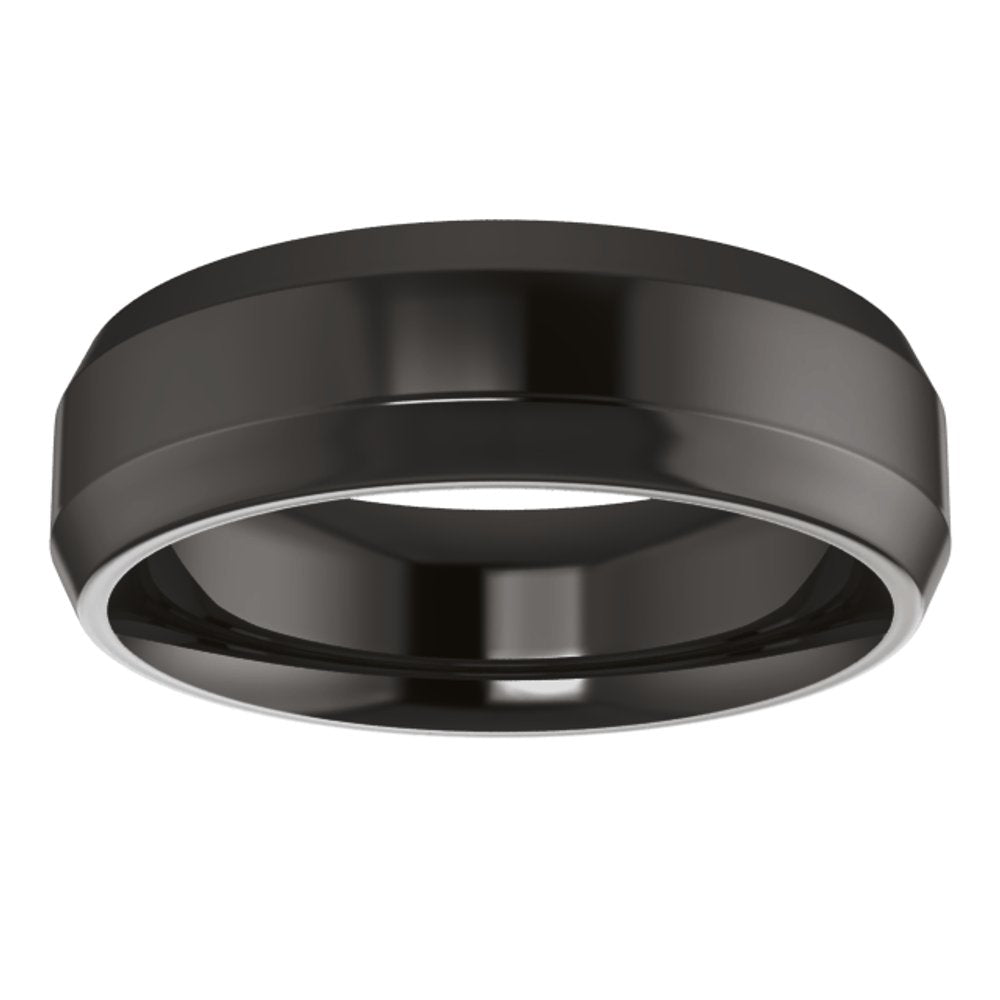 Zirconium 6 mm Beveled-Edge Comfort-Fit Flat Band Size 7