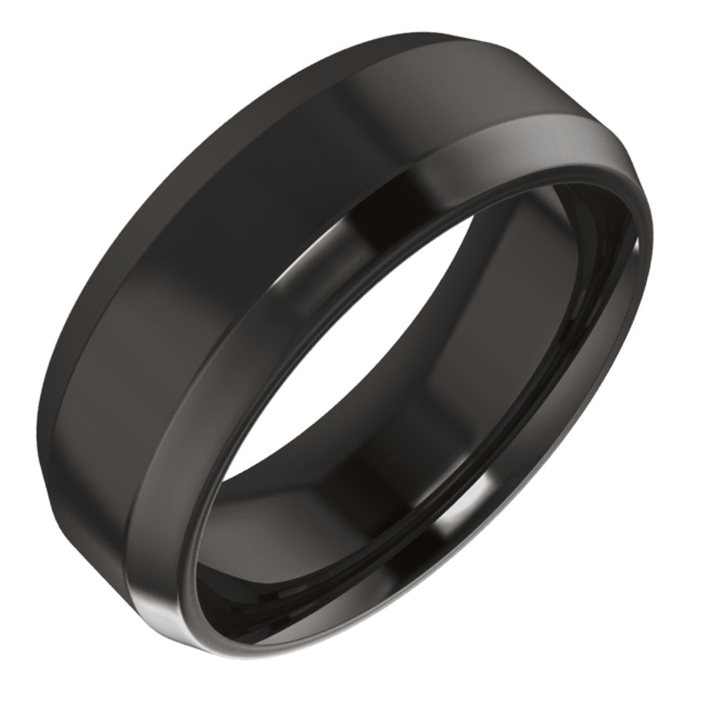 Zirconium 7 mm Beveled-Edge Comfort-Fit Flat Band Size 9.5