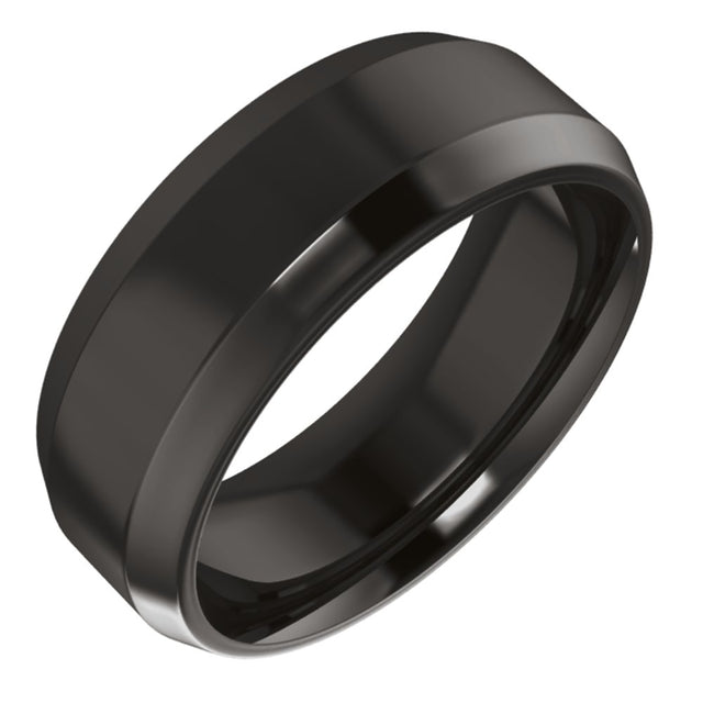 Zirconium 7 mm Beveled-Edge Comfort-Fit Flat Band Size 9.5