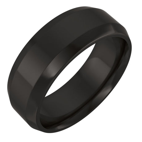 Zirconium 7 mm Beveled-Edge Comfort-Fit Flat Band Size 10
