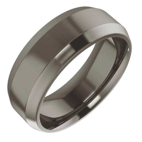 Titanium 7 mm Beveled-Edge Comfort-Fit Flat Band Size 7.5