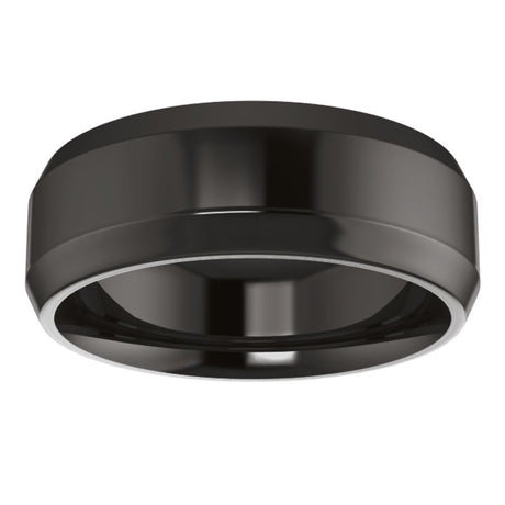 Zirconium 7 mm Beveled-Edge Comfort-Fit Flat Band