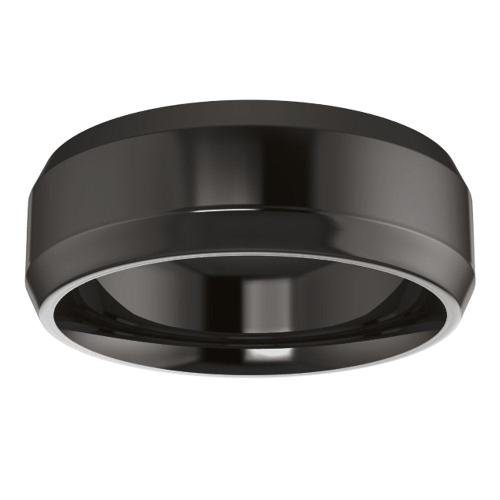 Zirconium 7 mm Beveled-Edge Comfort-Fit Flat Band Size 9.5
