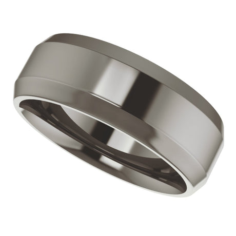 Titanium 7 mm Beveled-Edge Comfort-Fit Flat Band