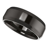 Zirconium 7 mm Beveled-Edge Comfort-Fit Flat Band Size 9.5