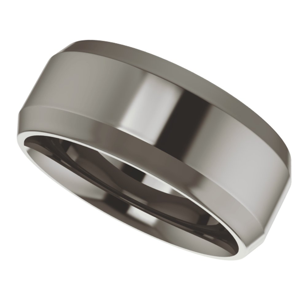 Titanium 8 mm Beveled-Edge Comfort-Fit Flat Band Size 8.5