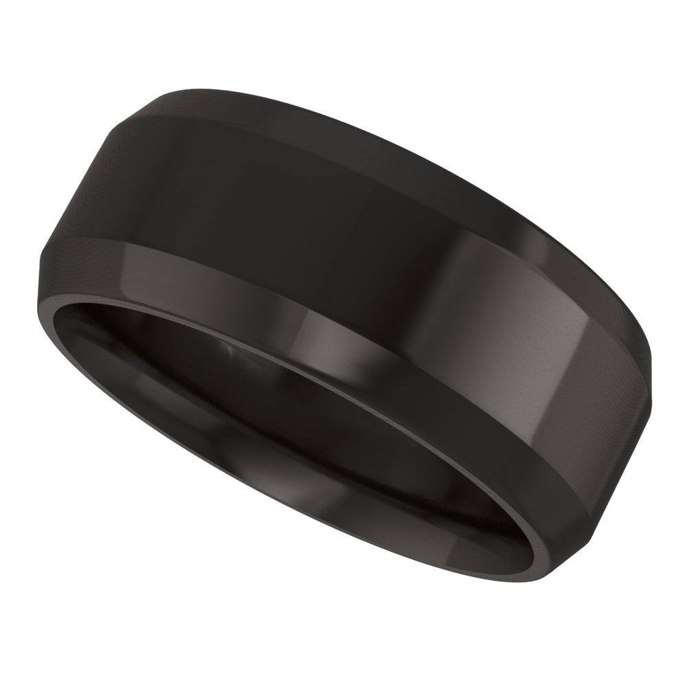 Zirconium 8 mm Beveled-Edge Comfort-Fit Flat Band Size 9