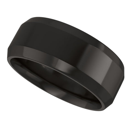 Zirconium 8 mm Beveled-Edge Comfort-Fit Flat Band Size 9