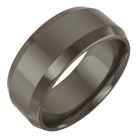 Titanium 8 mm Beveled-Edge Comfort-Fit Flat Band Size 8.5