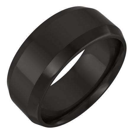 Zirconium 8 mm Beveled-Edge Comfort-Fit Flat Band Size 9