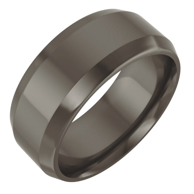 Titanium 8 mm Beveled-Edge Comfort-Fit Flat Band Size 8.5