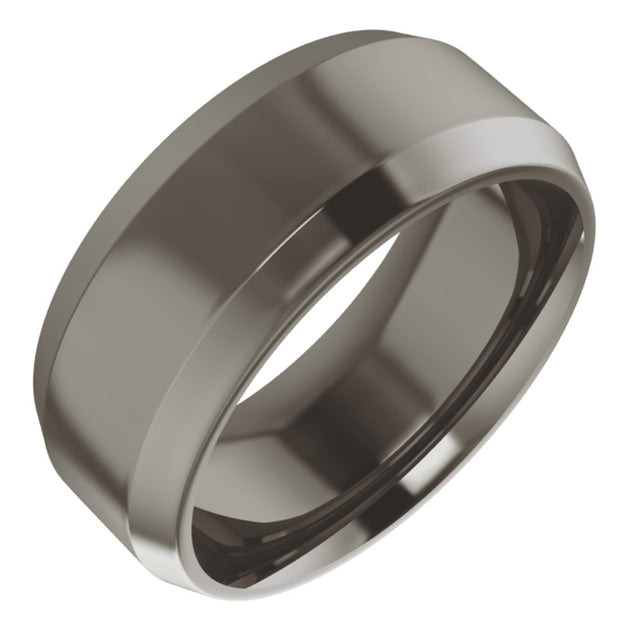 Titanium 8 mm Beveled-Edge Comfort-Fit Flat Band Size 8.5