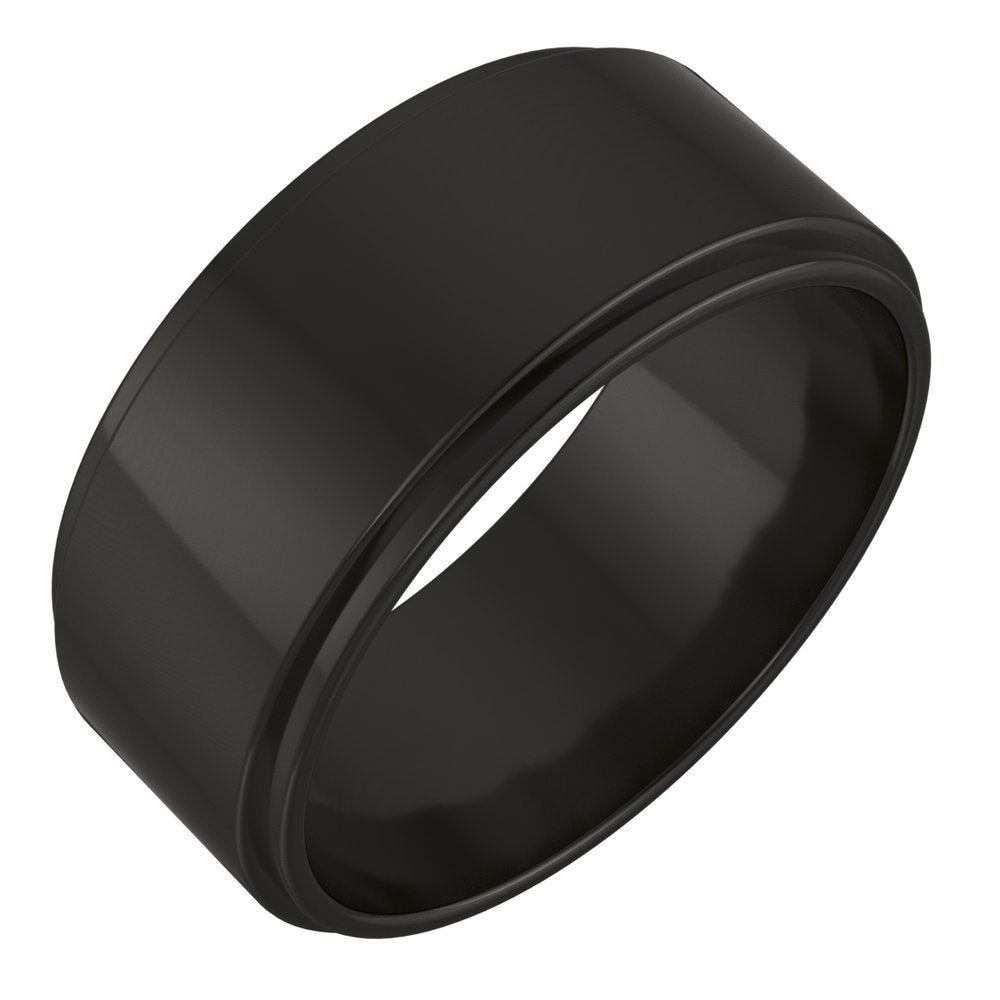 Zirconium 8 mm Stepped-Edge Flat Band Size 10