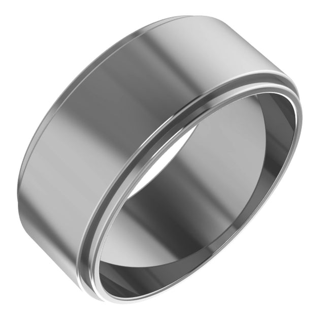 Cobalt 8 mm Stepped-Edge Flat Band Size 10