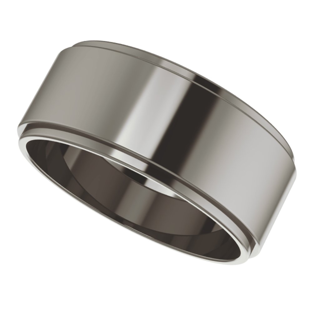 Titanium 8 mm Stepped-Edge Flat Band Size 9