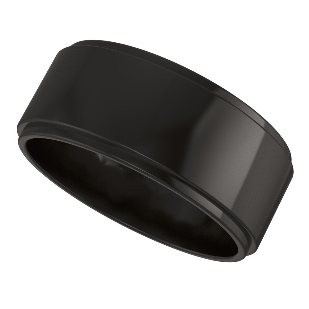 Zirconium 8 mm Stepped-Edge Flat Band Size 10