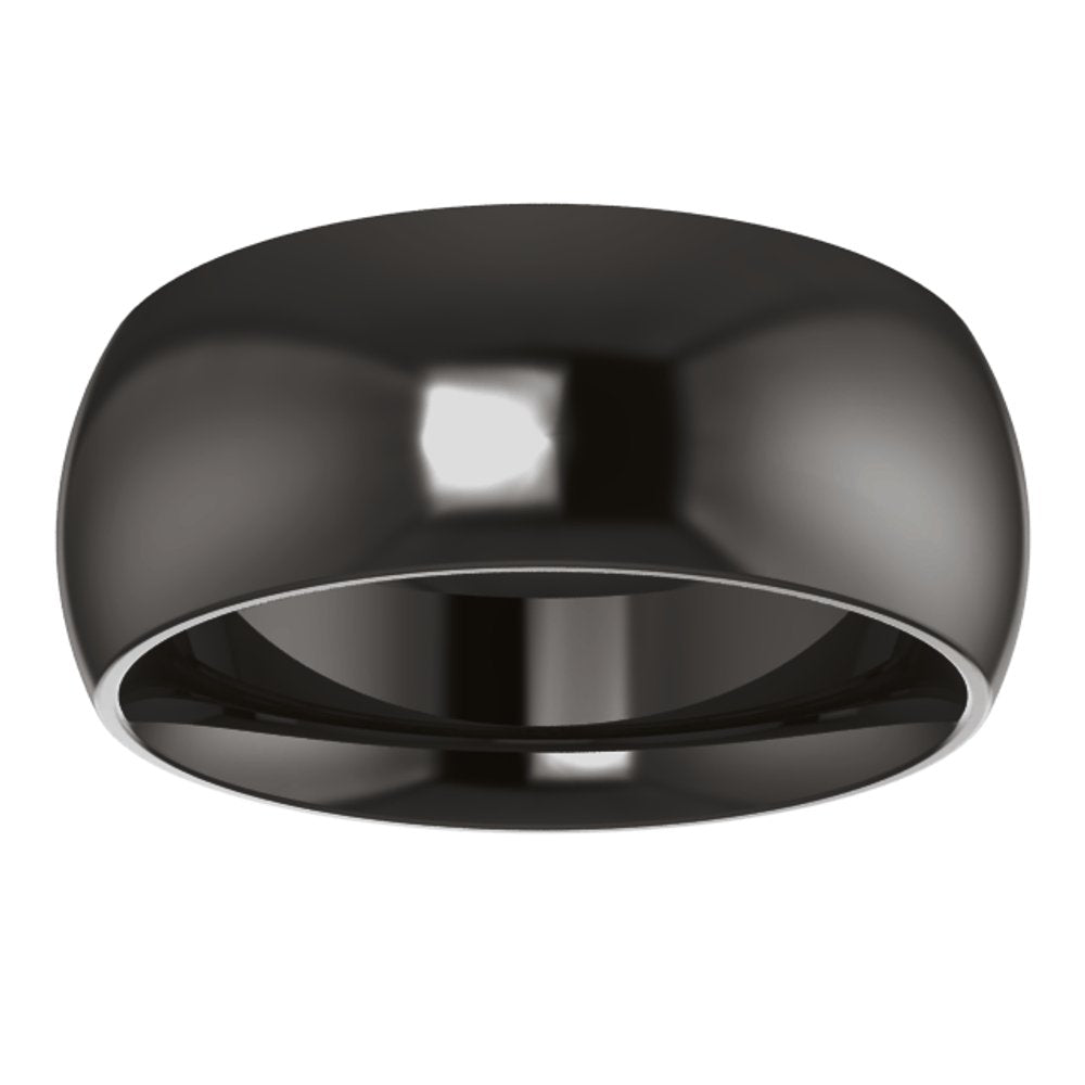 Zirconium 8 mm Comfort-Fit Half Round Band Size 7
