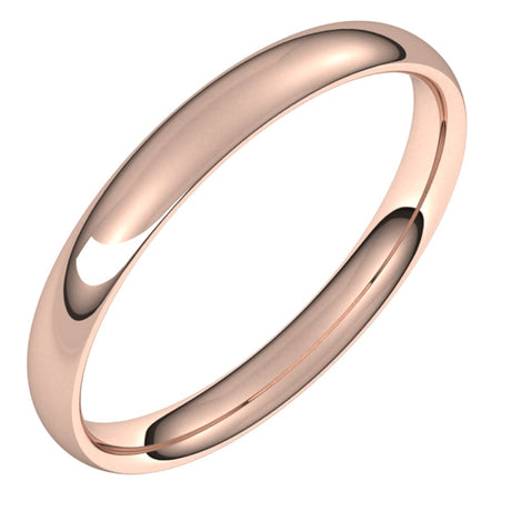 14K Rose 3 mm Comfort-Fit Lightweight European-Style Band Size 4.5