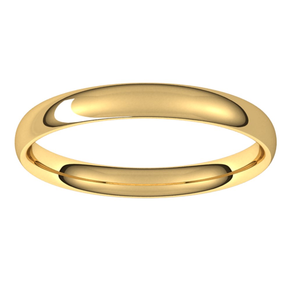 14K Yellow 3 mm Comfort-Fit Lightweight European-Style Band