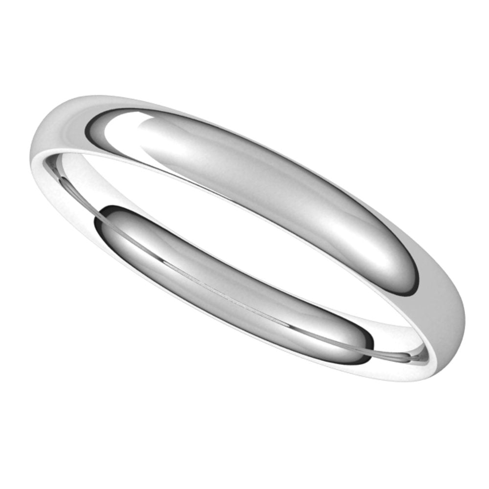 14K White 3 mm Comfort-Fit Lightweight European-Style Band Size 8.5