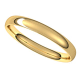 14K Yellow 3 mm Comfort-Fit Lightweight European-Style Band